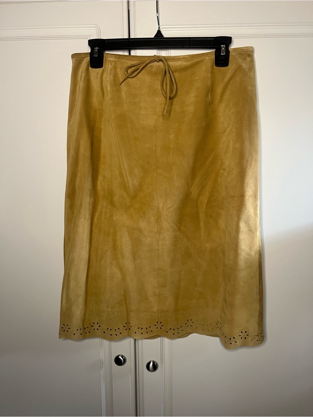 Vintage Ann Taylor Italian Suede Leather A-Line Skirt - Picture 3 of 13